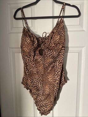 Shade & Shore Tan and Black Leopard One-Piece Swimsuit